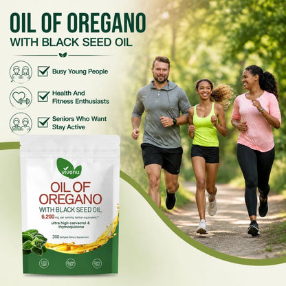 Oil of Oregano with Black Seed Oil Softgels 300 Count 6200mg Herbal Supplement